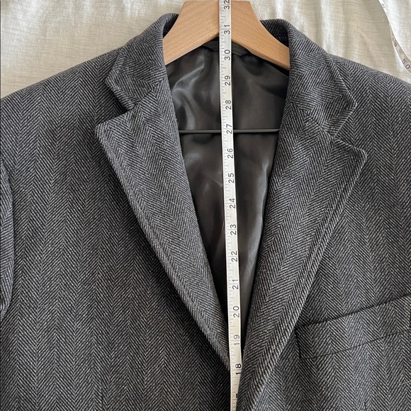 Luigi Bianchi Coat Blazer Herringbone Overcoat Zip Up Elbow Patch Sz 42 - Picture 13 of 16